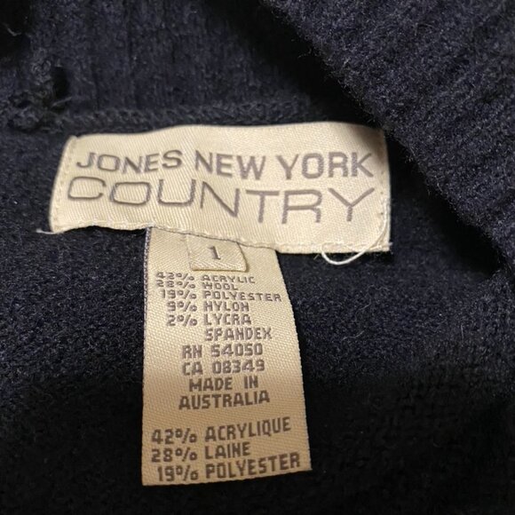 Jones NY Black boucle wool poncho with angora trim - Picture 10 of 13